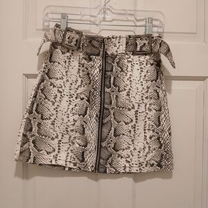 Topshop Black and White Snake Print Mini Skirt